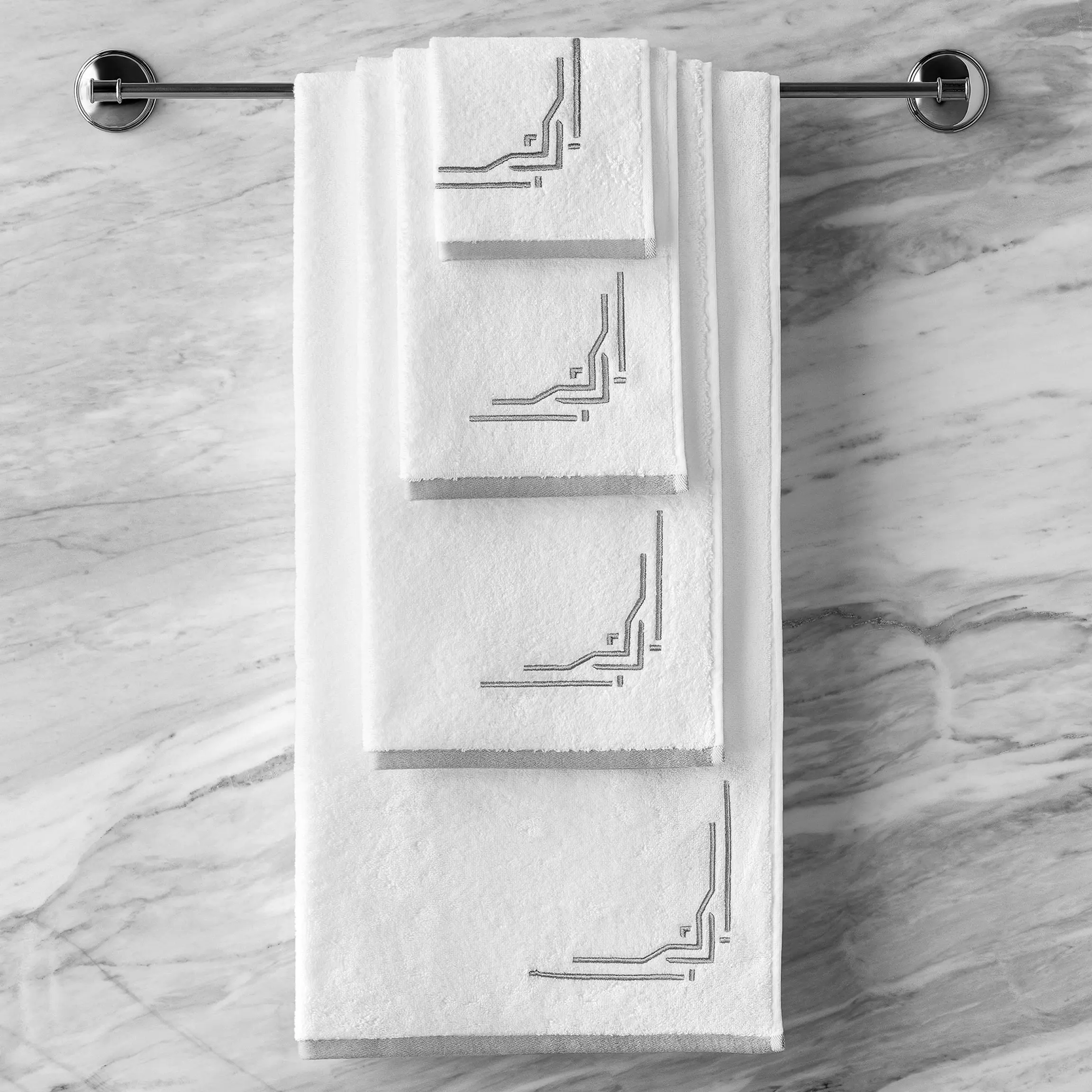 Towel - Jasper | White/Grey | 12" x 12" - Image 3