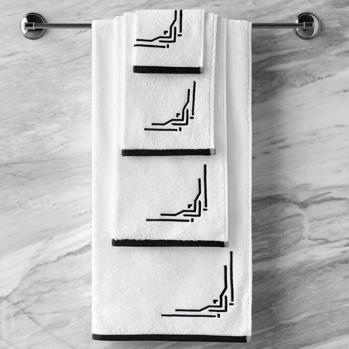 Towel - Jasper | White with Black | 16" x 24"